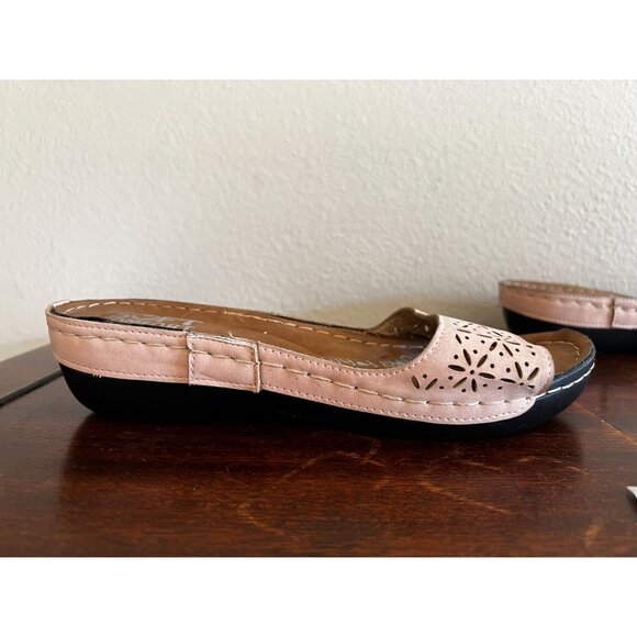 Soft Comfort Slide Sandals Womens 7.5 Pink Leather Memory Foam - Picture 7 of 13